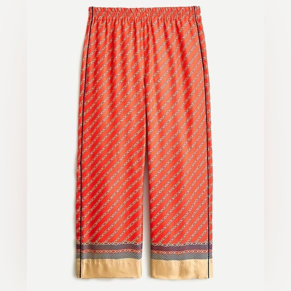J. Crew Collection Chain Silk Pull-on Cropped Pant Size 4 Red Gold - Picture 1 of 8